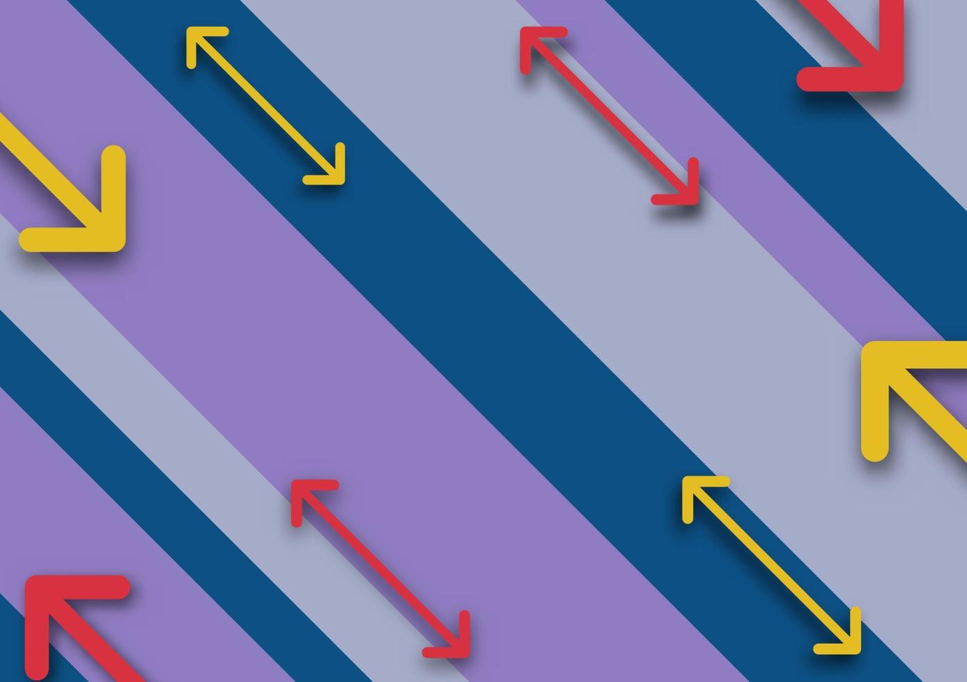 rood en geel pijl diagonaal meetkundig vormen met schaduw en violet, blauw lijnen achtergrond. vector