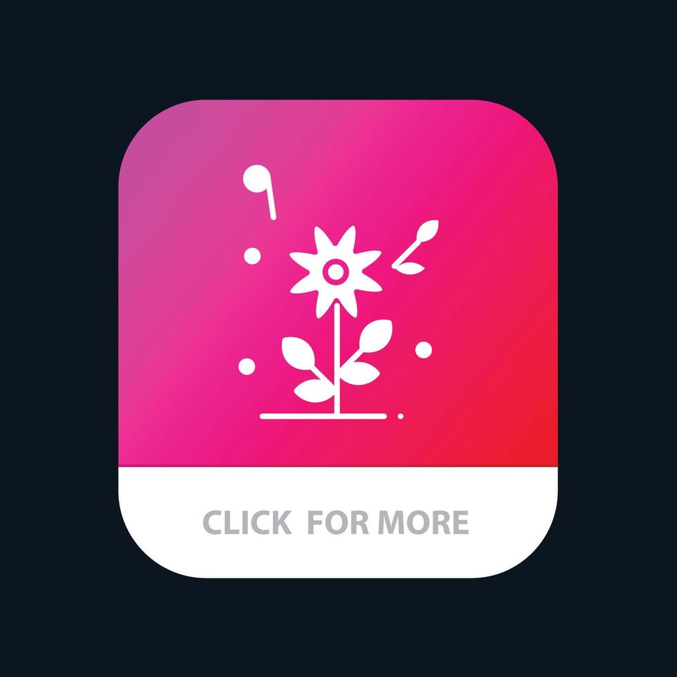 bloem liefde hart bruiloft mobiel app knop android en iOS glyph versie vector