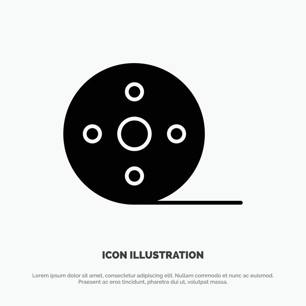 album film film haspel solide glyph icoon vector