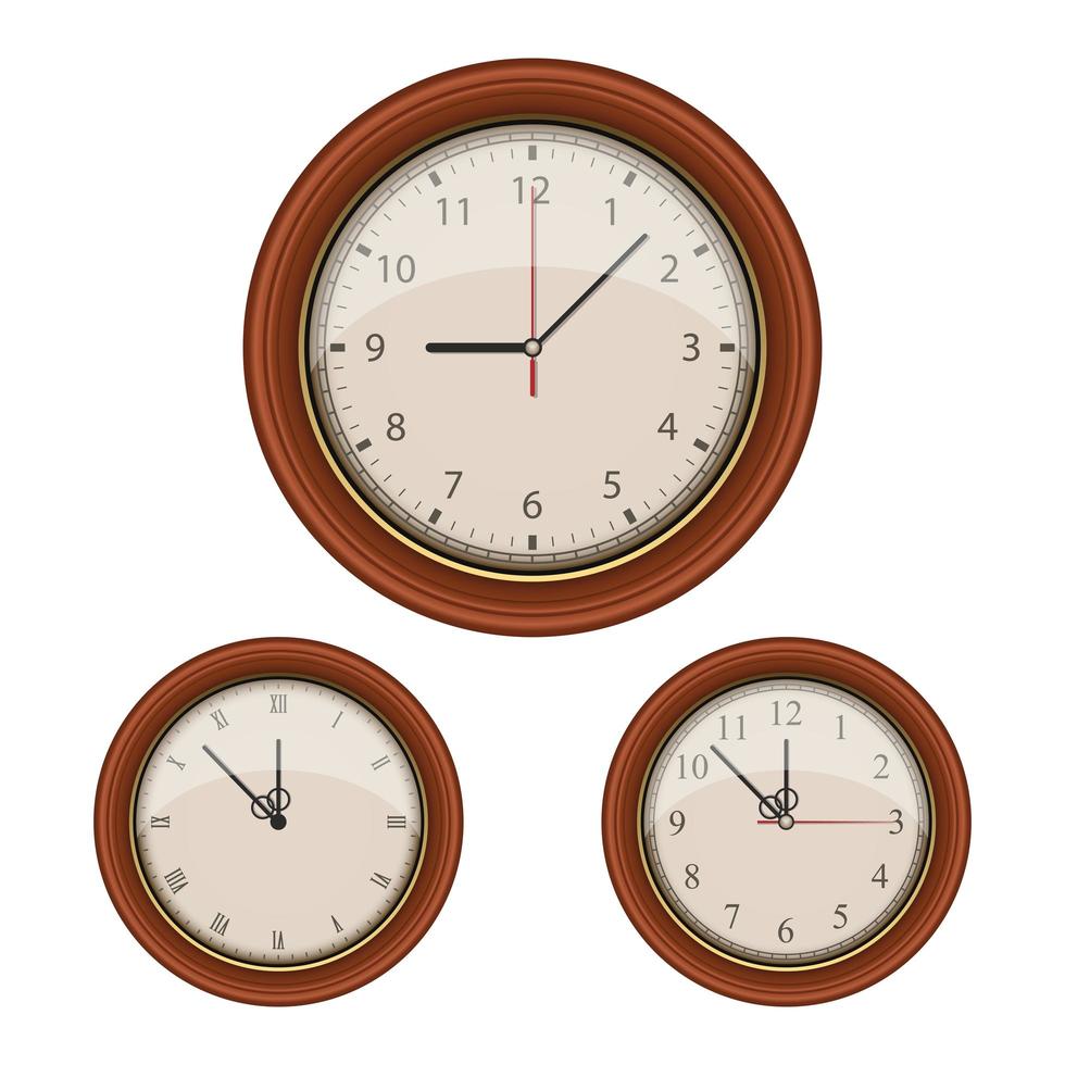 vintage ronde wandklok set vector