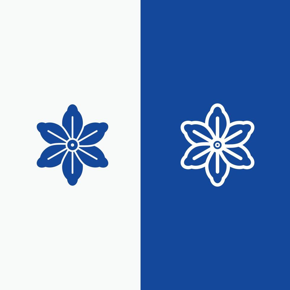 bloem bloemen natuur voorjaar lijn en glyph solide icoon blauw banier lijn en glyph solide icoon blauw verbod vector