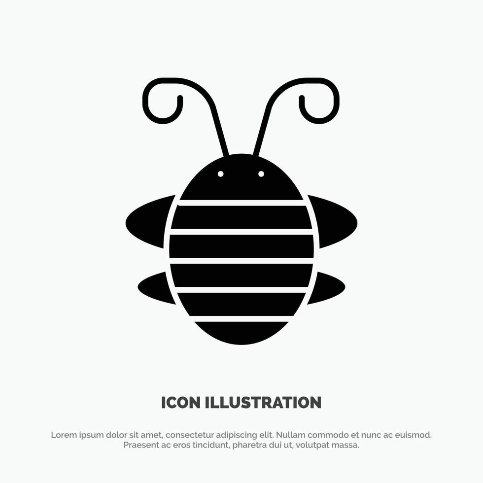 bij insect kever kever lieveheersbeestje lieveheersbeestje solide glyph icoon vector