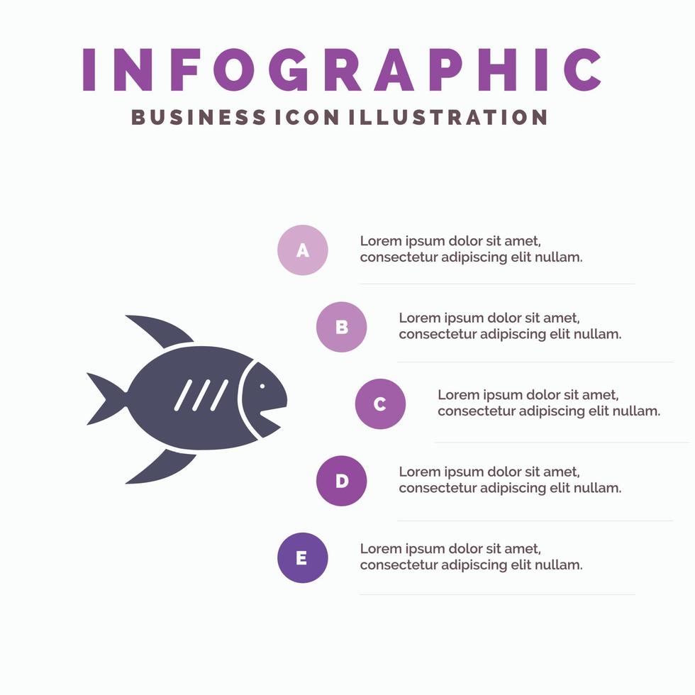 strand kust vis zee solide icoon infographics 5 stappen presentatie achtergrond vector