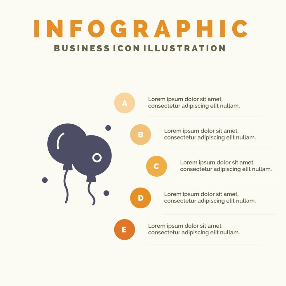 ballon Pasen natuur solide icoon infographics 5 stappen presentatie achtergrond vector