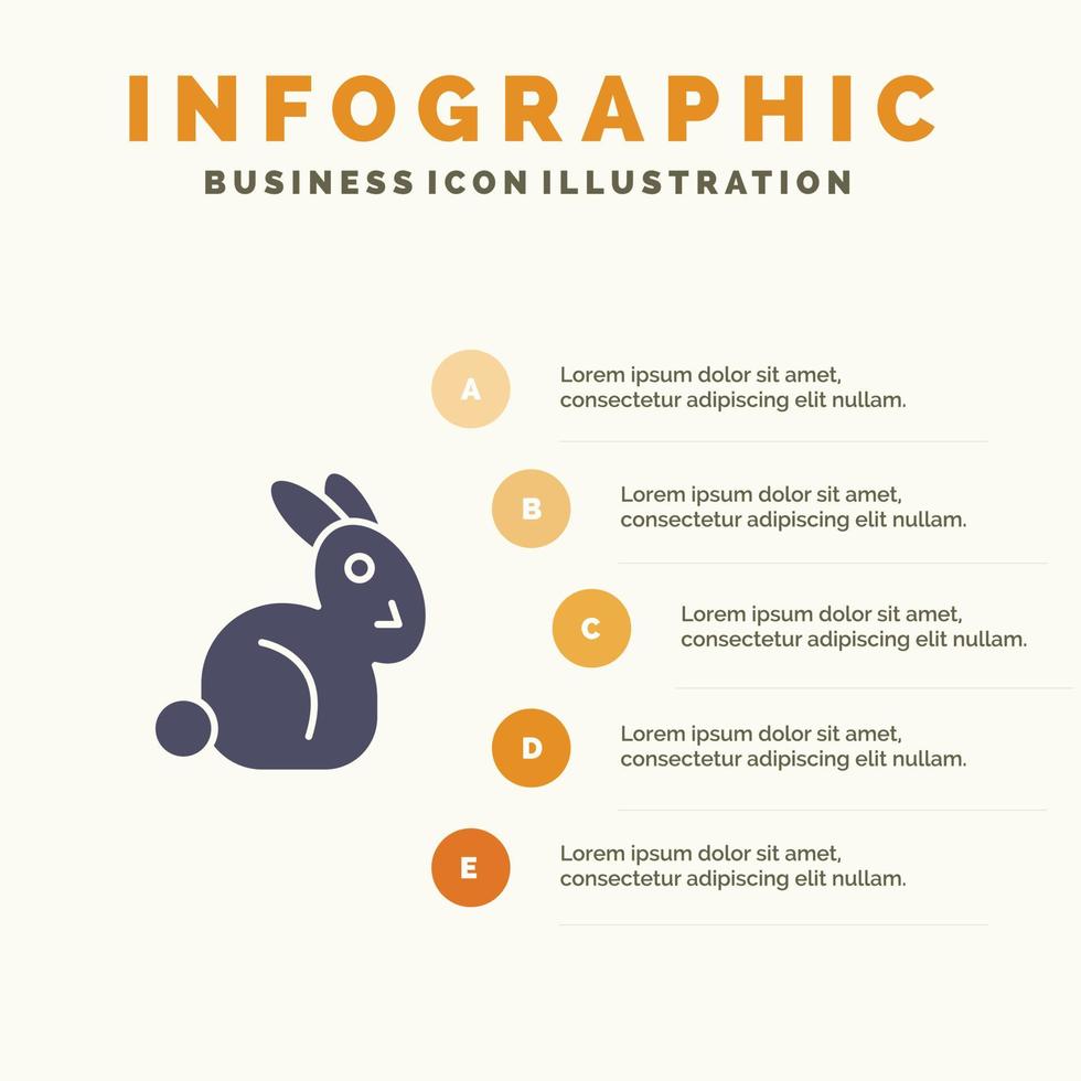 konijn Pasen konijn solide icoon infographics 5 stappen presentatie achtergrond vector