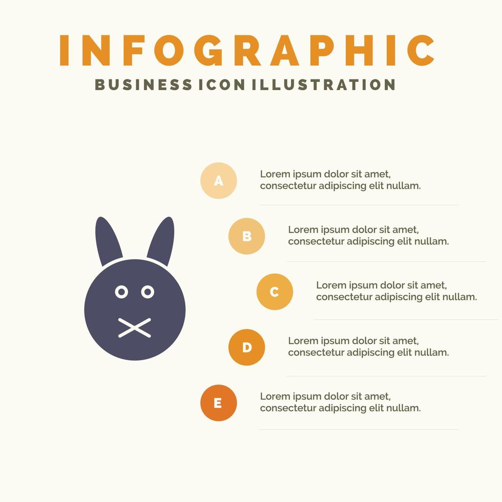 konijn Pasen konijn solide icoon infographics 5 stappen presentatie achtergrond vector