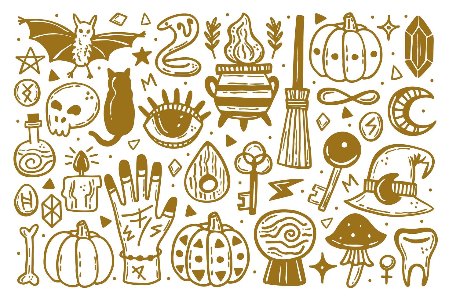 gouden halloween set elementen vector