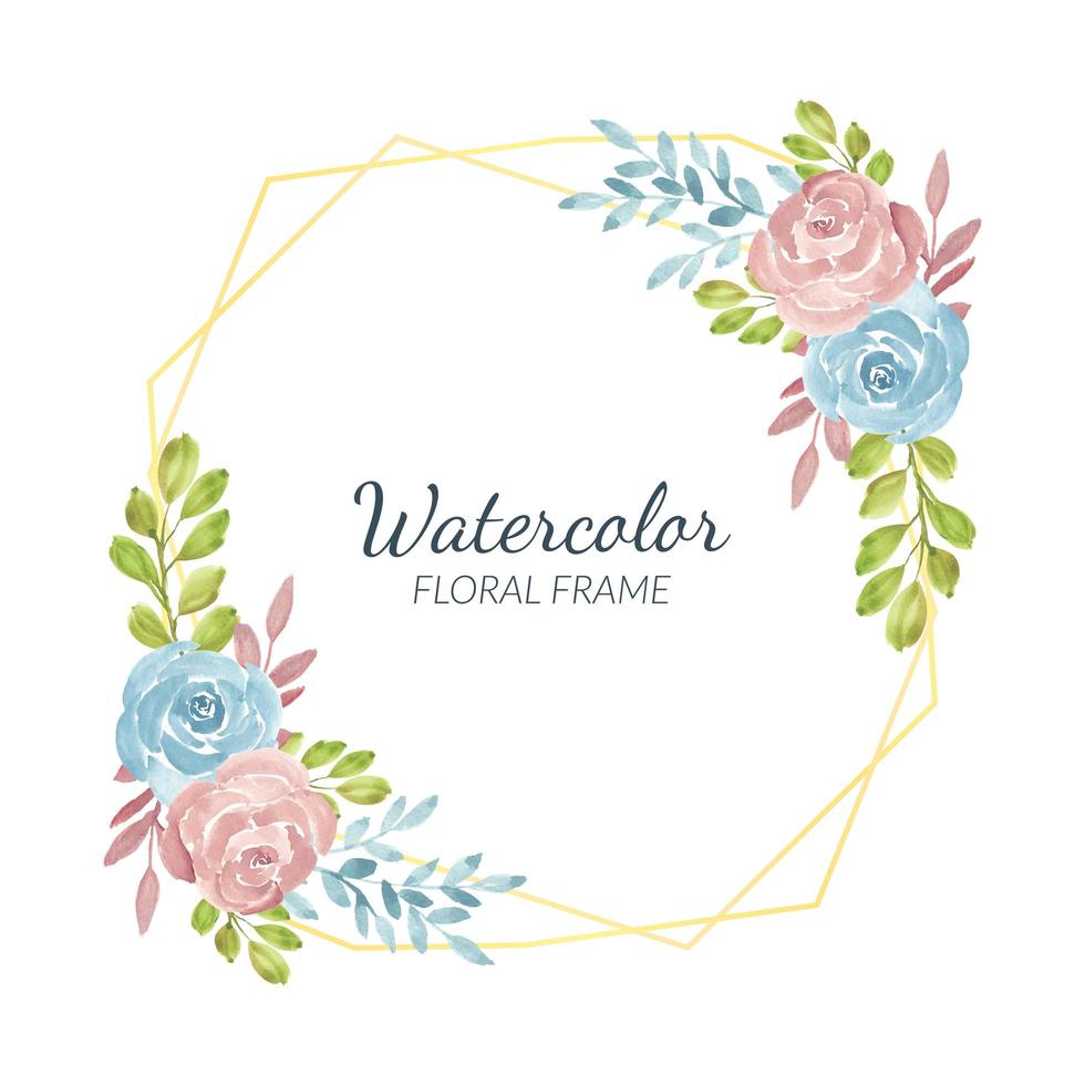 handgeschilderde gouden geometrische frame met bloemen vector