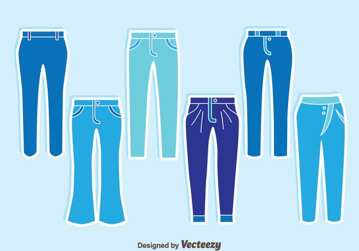 Blauwe Jeans Collectie Vector