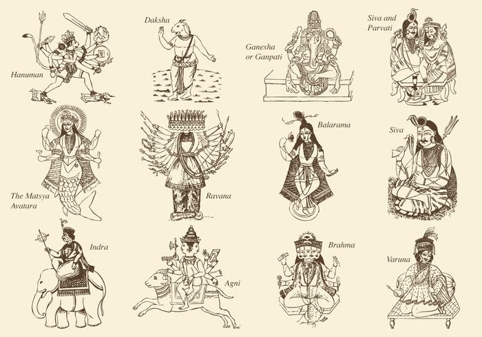 Hindoeïsme Goden En Godin vector