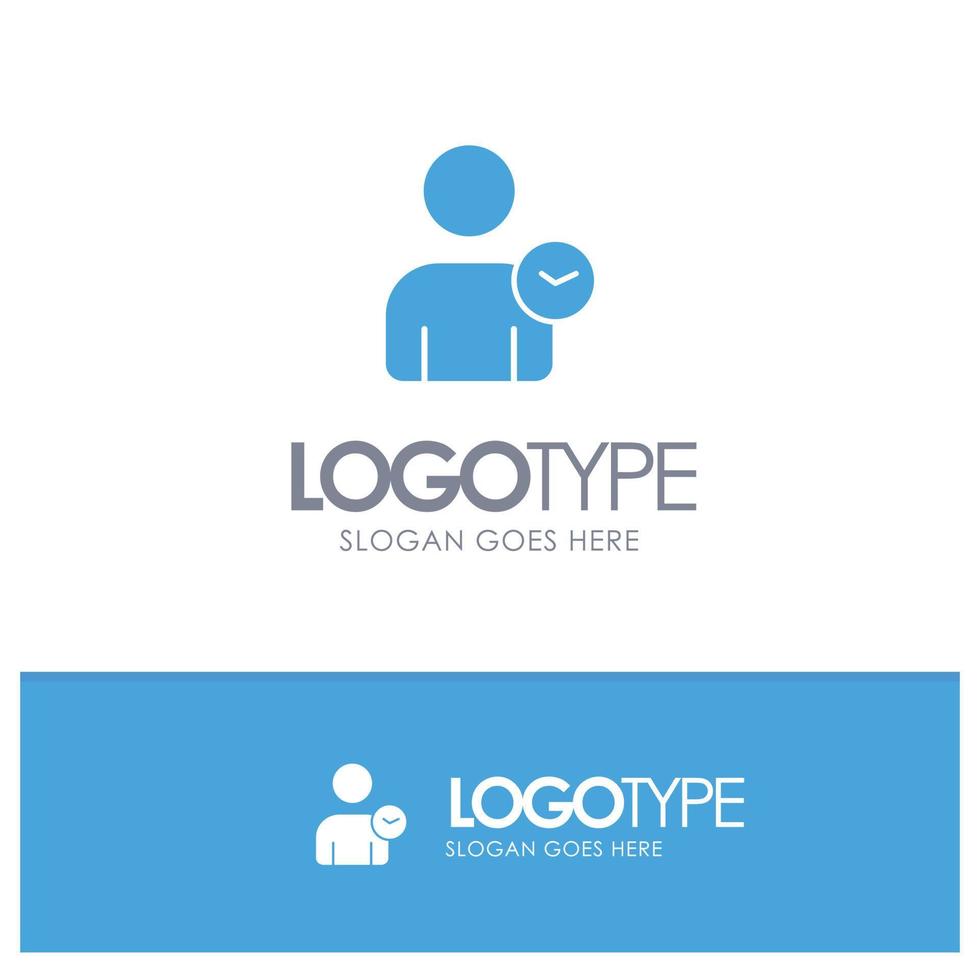 Mens gebruiker tijd eenvoudig blauw solide logo met plaats voor slogan vector