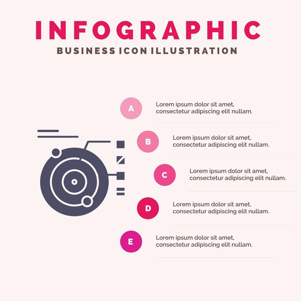 gegevens model- baan planetair zonne- solide icoon infographics 5 stappen presentatie achtergrond vector