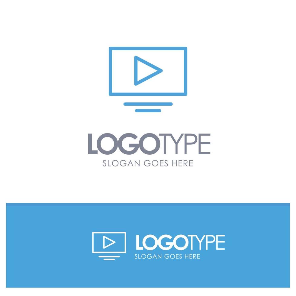 video Speel youtube blauw schets logo plaats voor slogan vector