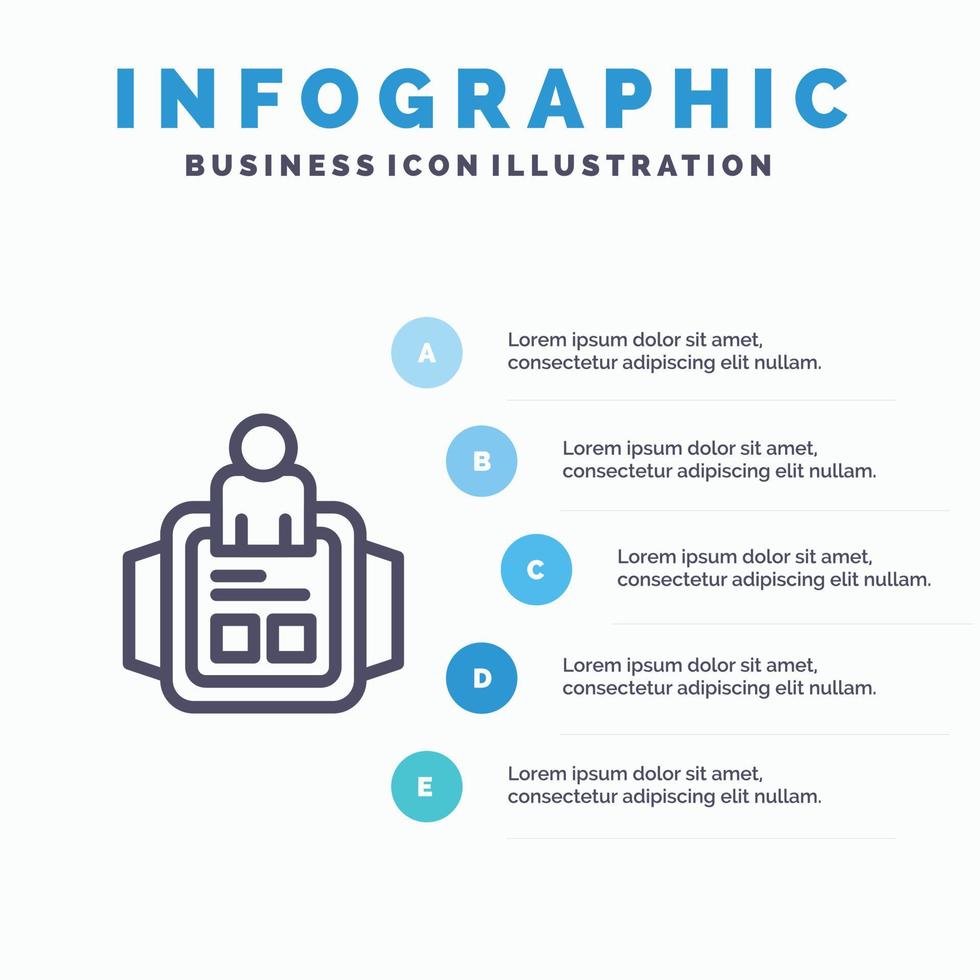 hand- kijk maar Mens tijd technologie lijn icoon met 5 stappen presentatie infographics achtergrond vector