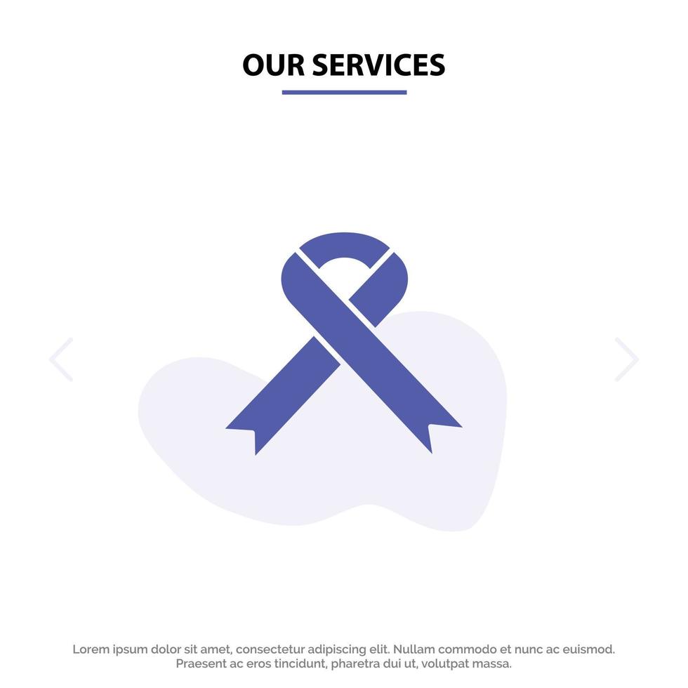 onze Diensten lint AIDS Gezondheid medisch solide glyph icoon web kaart sjabloon vector