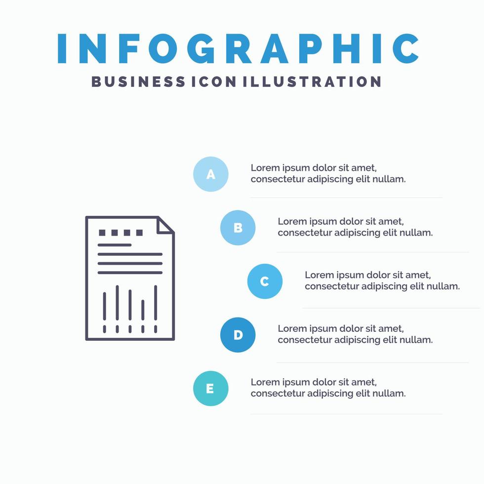 spreadsheet bedrijf gegevens financieel diagram papier verslag doen van lijn icoon met 5 stappen presentatie infograph vector