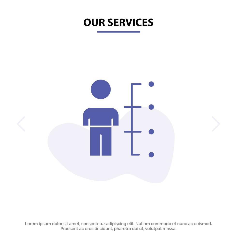 onze Diensten vaardigheden vermogens werknemer menselijk Mens mensen solide glyph icoon web kaart sjabloon vector