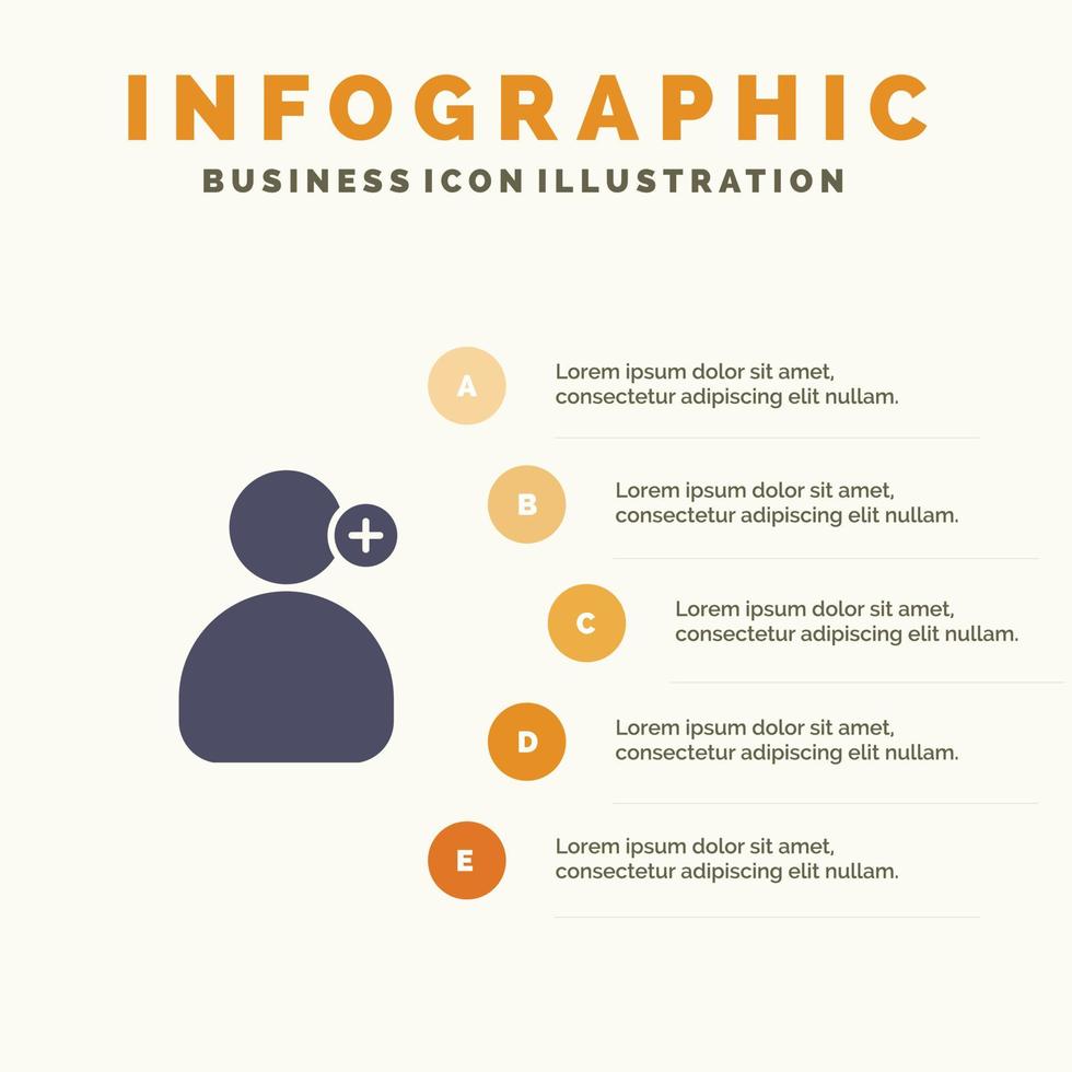 Mens werk werken medisch solide icoon infographics 5 stappen presentatie achtergrond vector