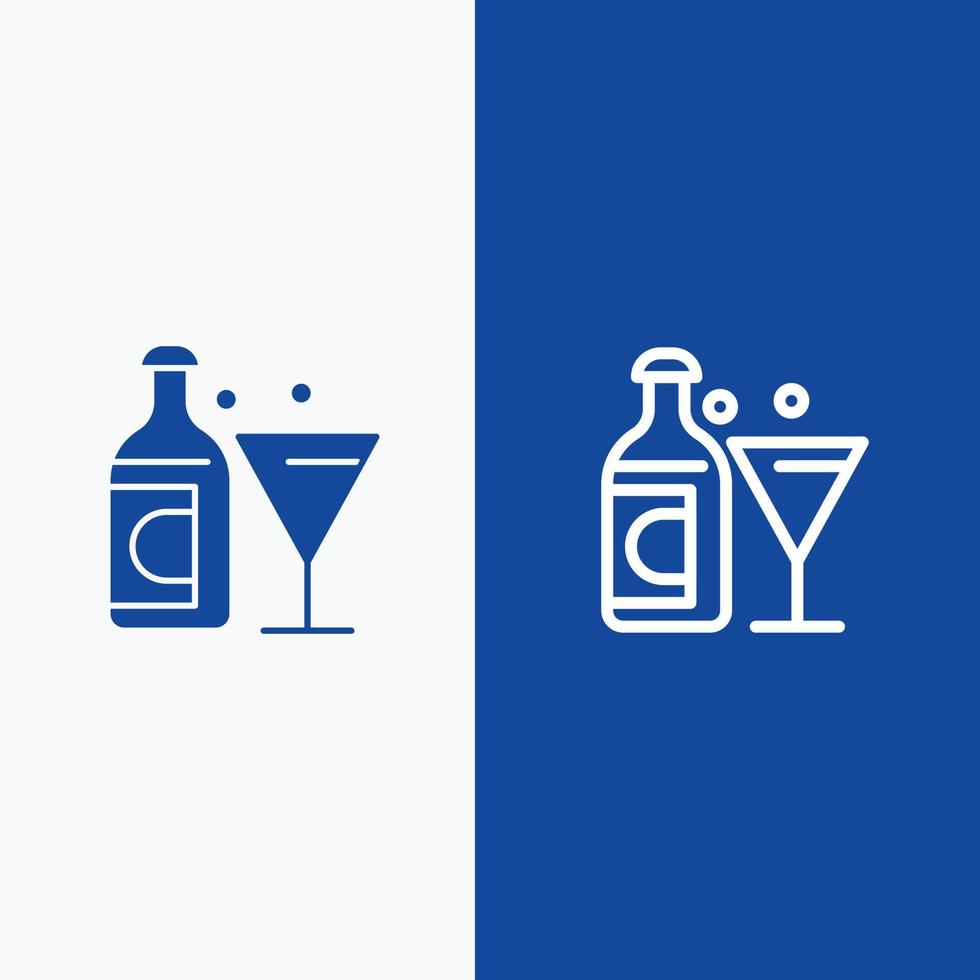 wijn glas fles Pasen lijn en glyph solide icoon blauw banier lijn en glyph solide icoon blauw banier vector