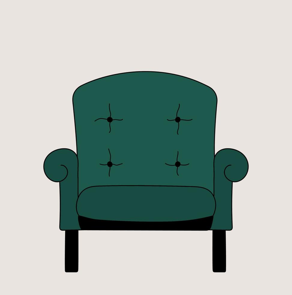 smaragd tekening fauteuil geïsoleerd. hand- getrokken knus vector fauteuil