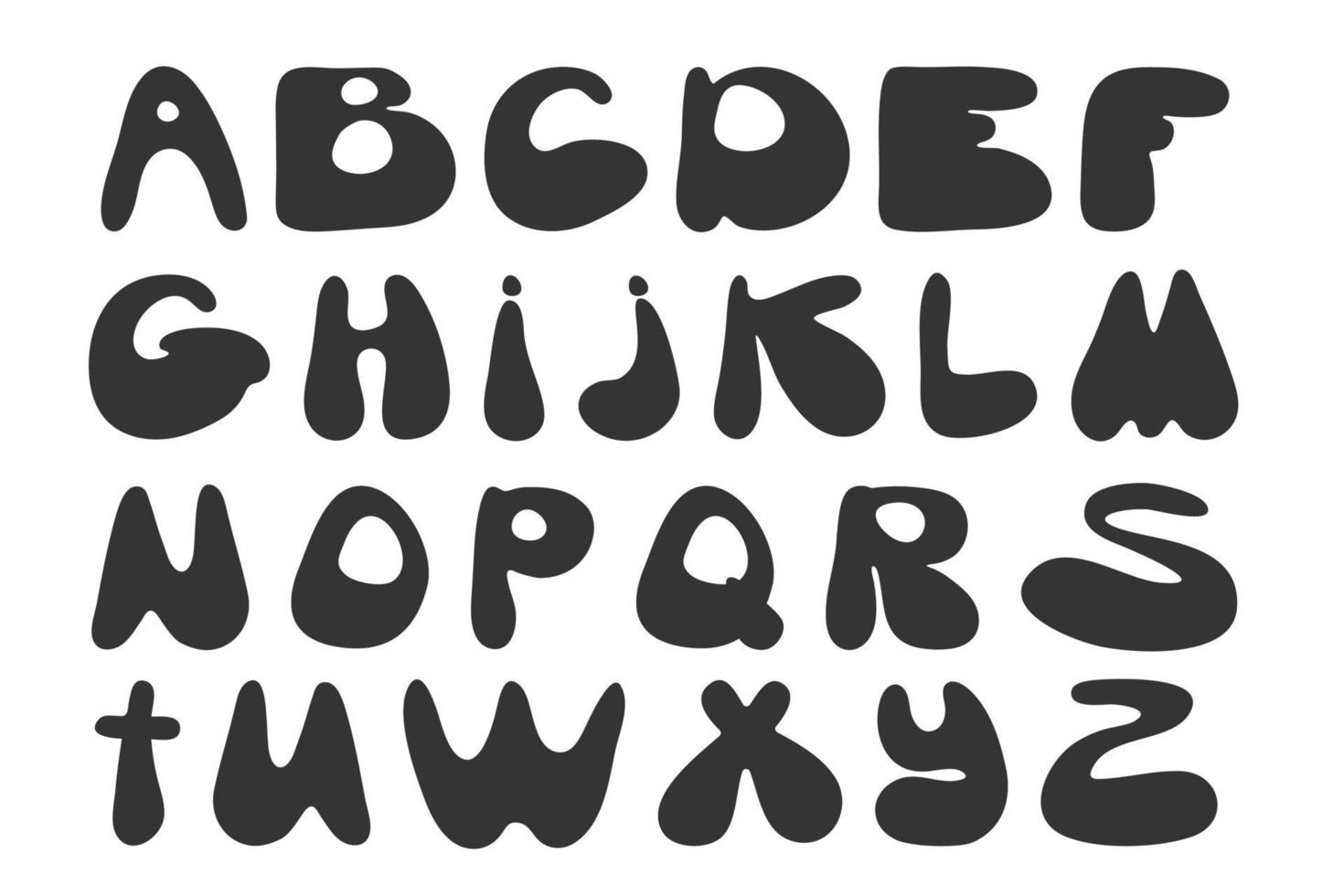 schattig hand getekend alfabet gemaakt in vector. doodle letters voor uw ontwerp. vector cartoon alfabet witte achtergrond. grappig abc-ontwerp voor boekomslag, poster, kaart, print op babykleding