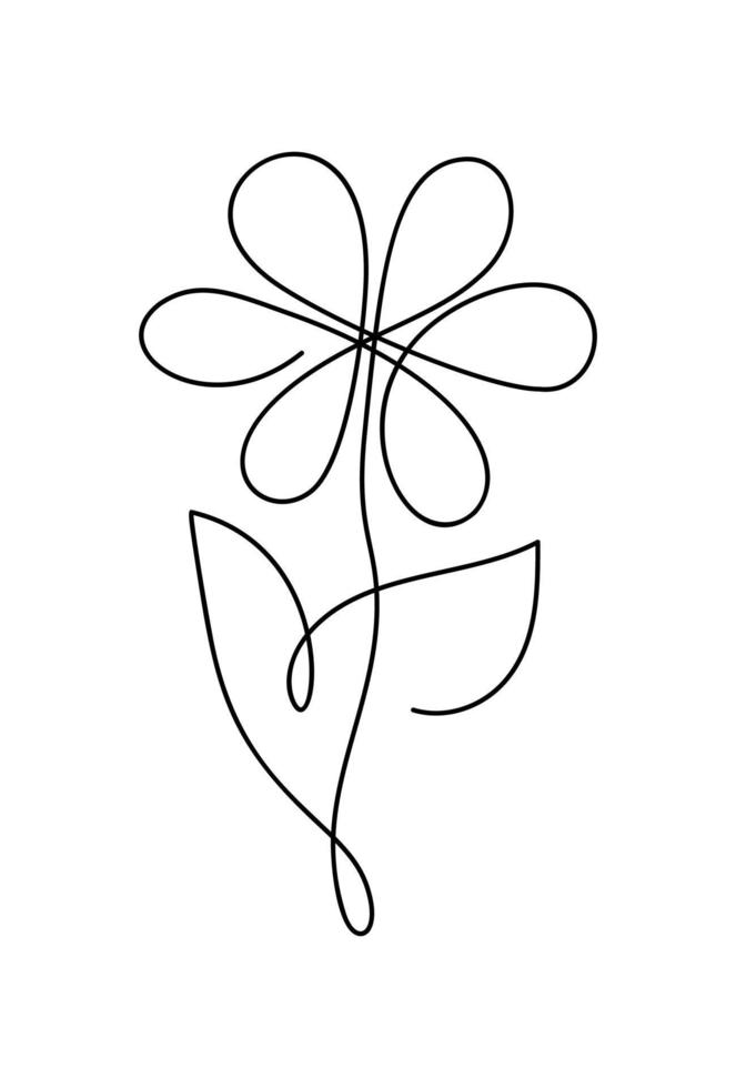 bloem kamille vector een lijn kunst logo. minimalistische contour tekening monolijn. doorlopend lijn artwork voor banier, boek ontwerp, web illustratie