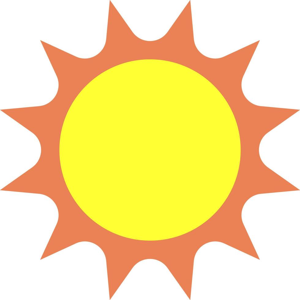 zon, vector. geel zon met oranje stralen Aan een wit achtergrond. vector