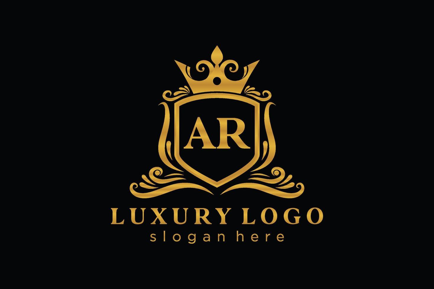eerste ar brief Koninklijk luxe logo sjabloon in vector kunst voor restaurant, royalty, boetiek, cafe, hotel, heraldisch, sieraden, mode en andere vector illustratie.