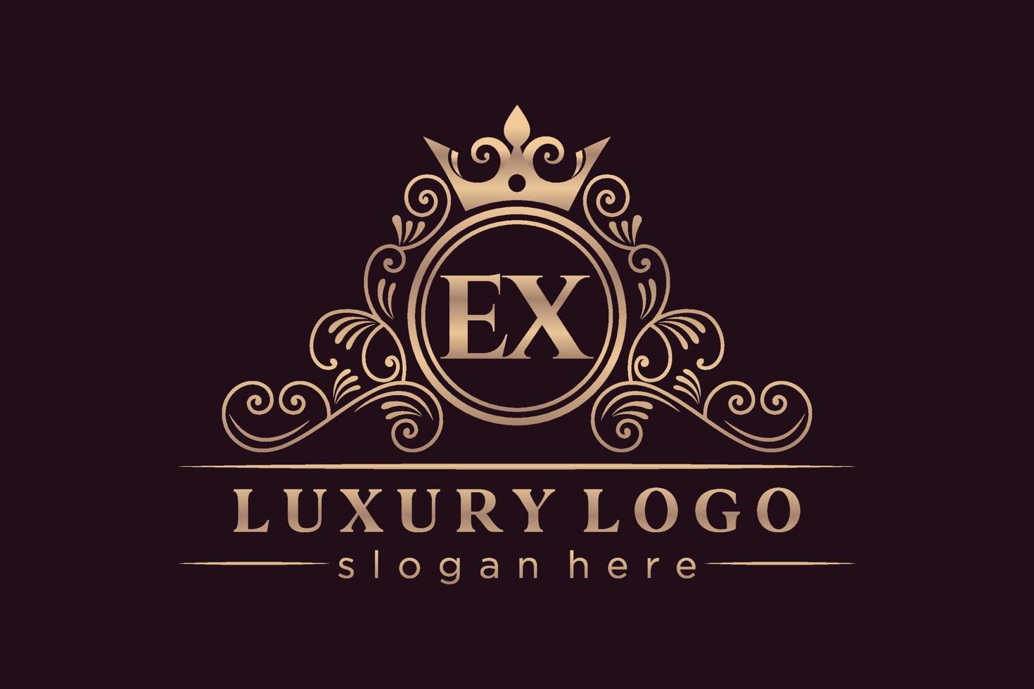 ex eerste brief goud kalligrafische vrouwelijk bloemen hand- getrokken heraldisch monogram antiek wijnoogst stijl luxe logo ontwerp premie vector