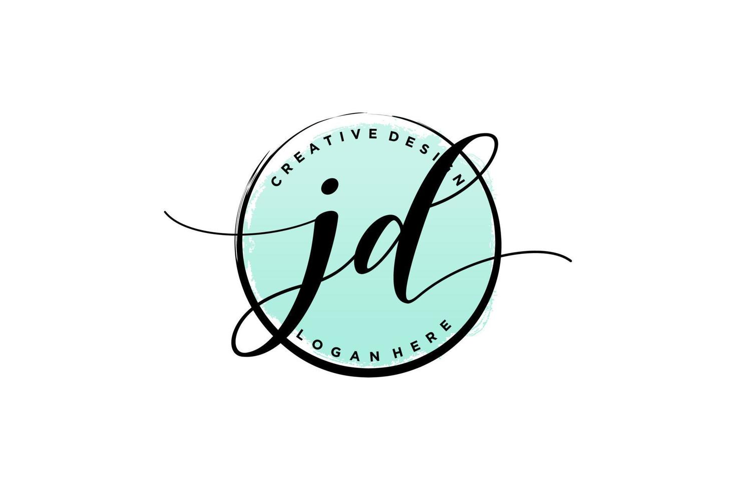 eerste jd handschrift logo met cirkel sjabloon vector handtekening, bruiloft, mode, bloemen en botanisch met creatief sjabloon.