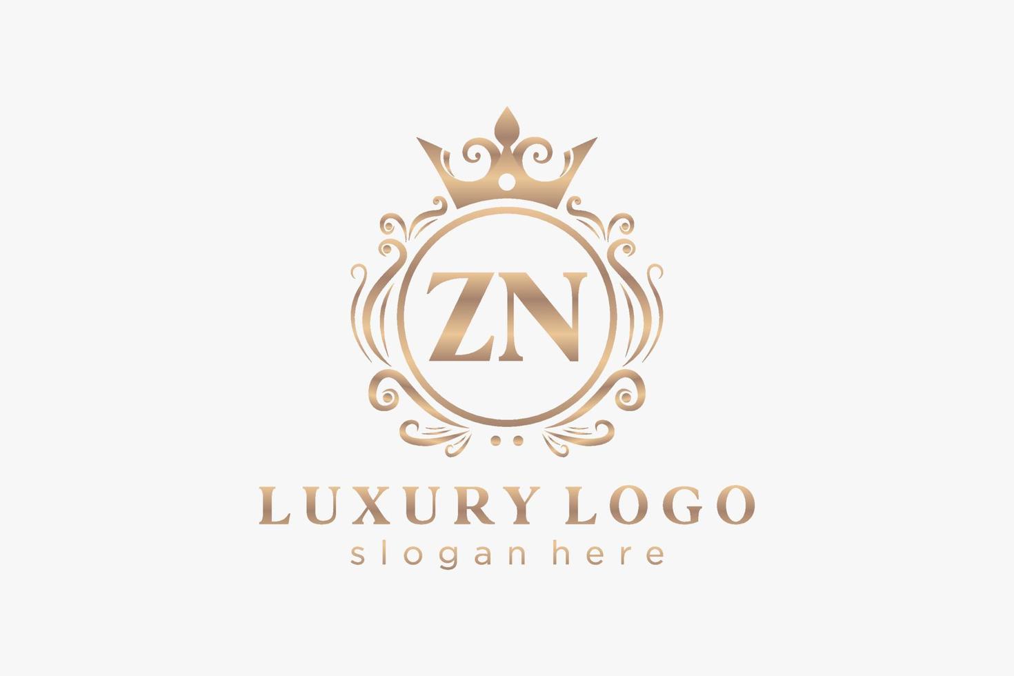 eerste zn brief Koninklijk luxe logo sjabloon in vector kunst voor restaurant, royalty, boetiek, cafe, hotel, heraldisch, sieraden, mode en andere vector illustratie.