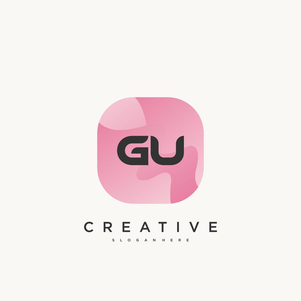 gu eerste brief logo icoon ontwerp sjabloon elementen met Golf kleurrijk vector