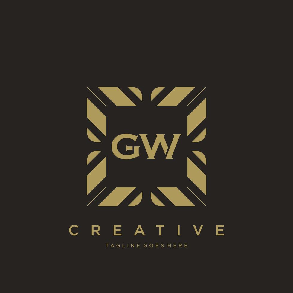 gw eerste brief luxe ornament monogram logo sjabloon vector