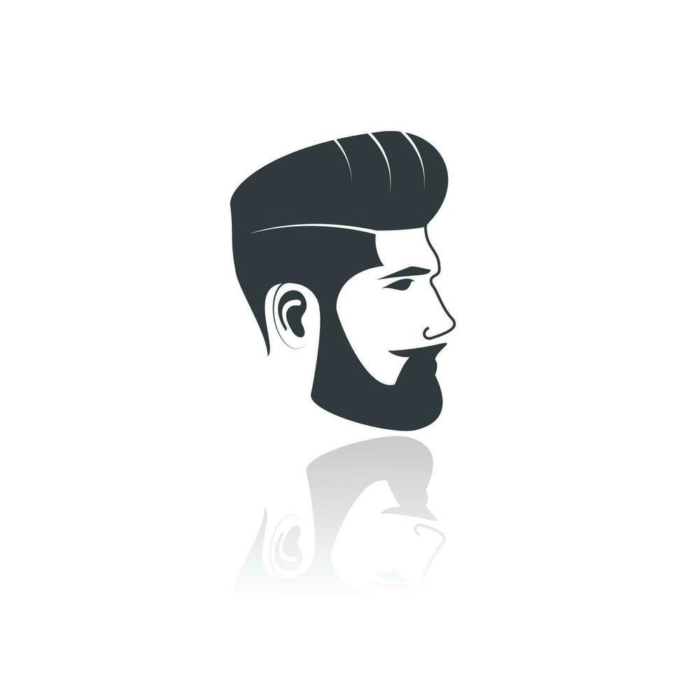 Mens met baard hipster kapperszaak vector embleem. gebaard man's gezicht, hipster karakter.