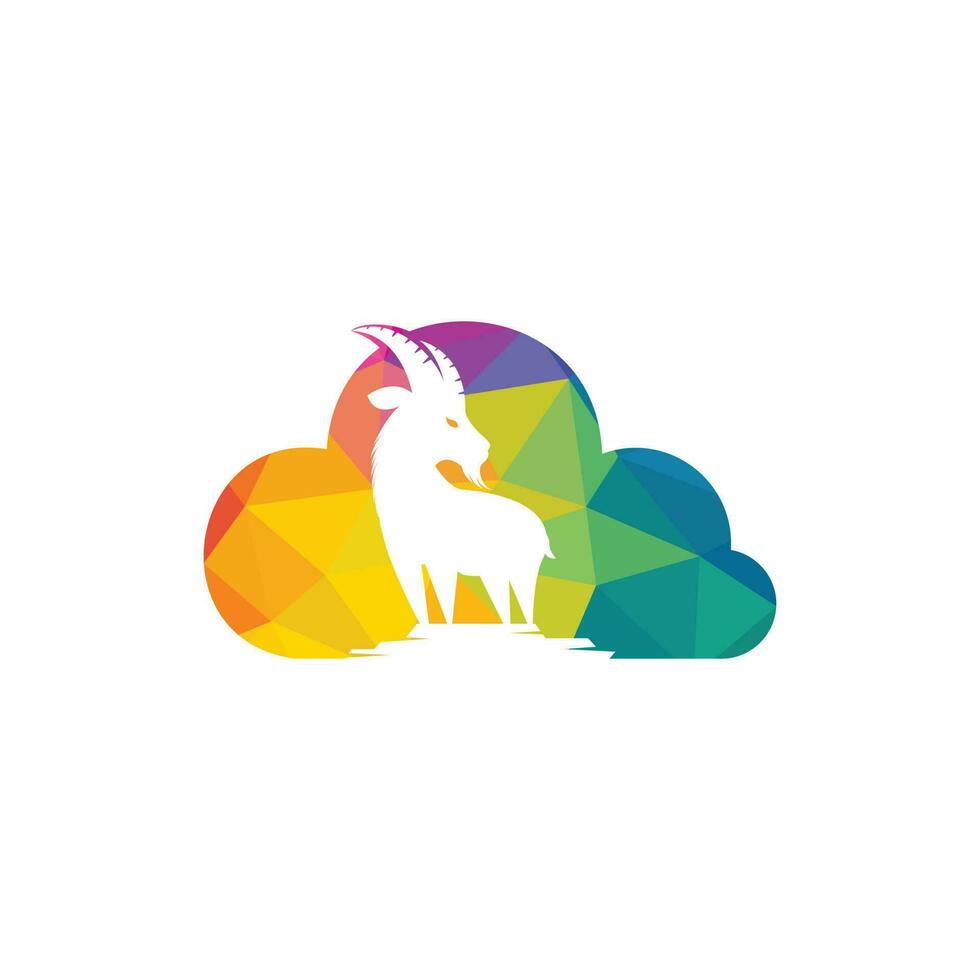 geit en wolk logo ontwerp. berg geit vector logo ontwerp.