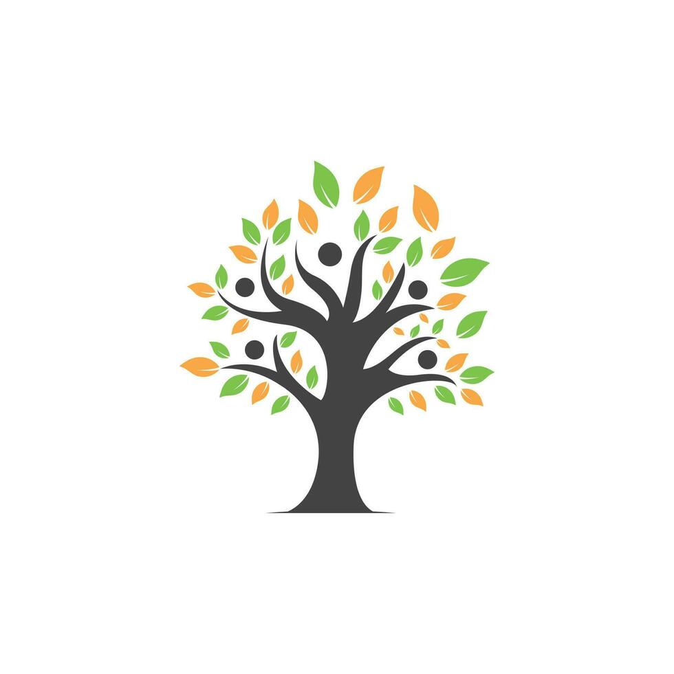 boom mensen logo. gezond mensen logo ontwerp. menselijk leven logo icoon van abstract mensen boom vector. vector