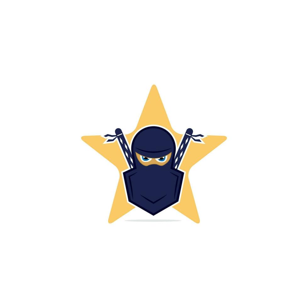 Ninja met ster vector logo ontwerp.