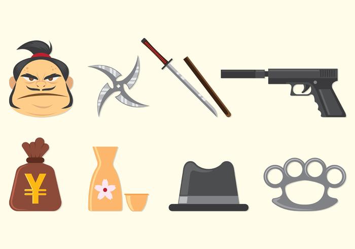 Set Van Yakuza Pictogrammen vector