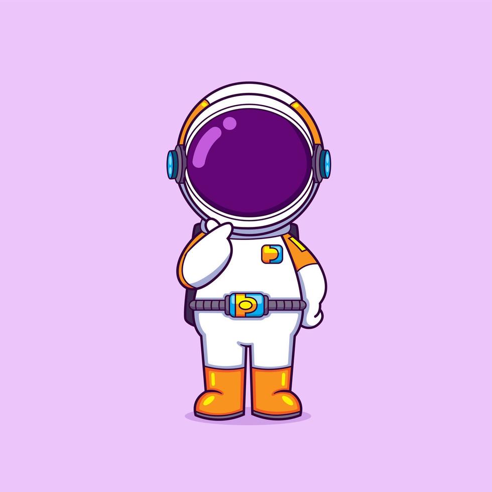 de astronaut is poseren schattig en geven liefde hand- terwijl staand vector