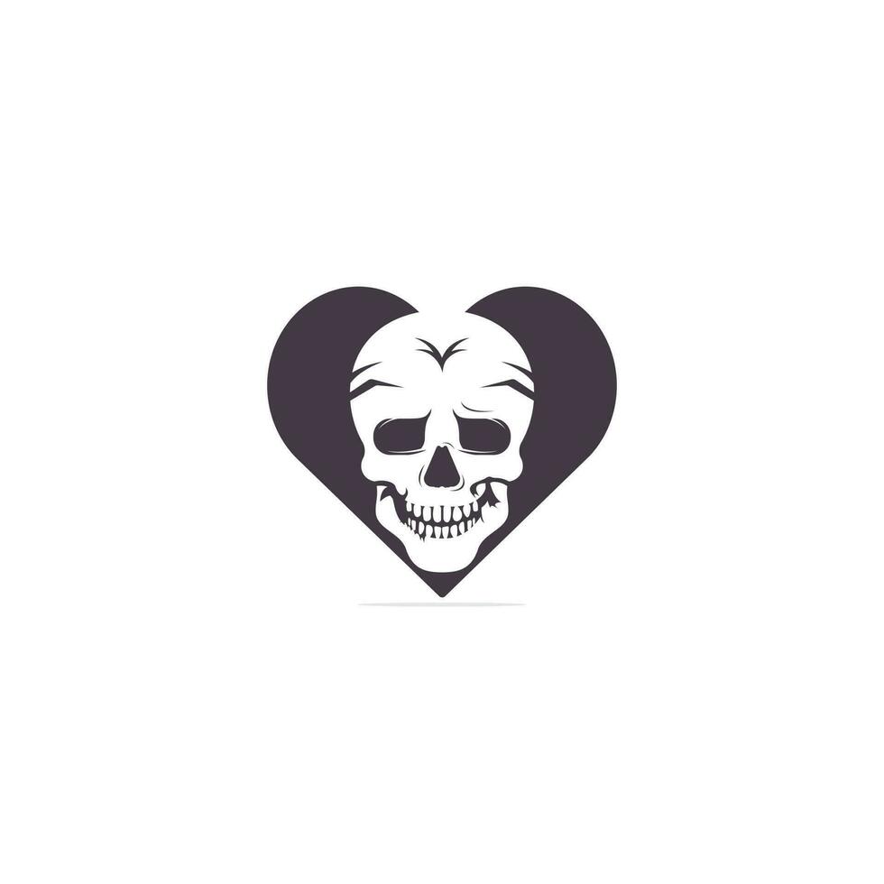 schedel met hart logo ontwerp sjabloon. schedel in wijnoogst stijl. vector