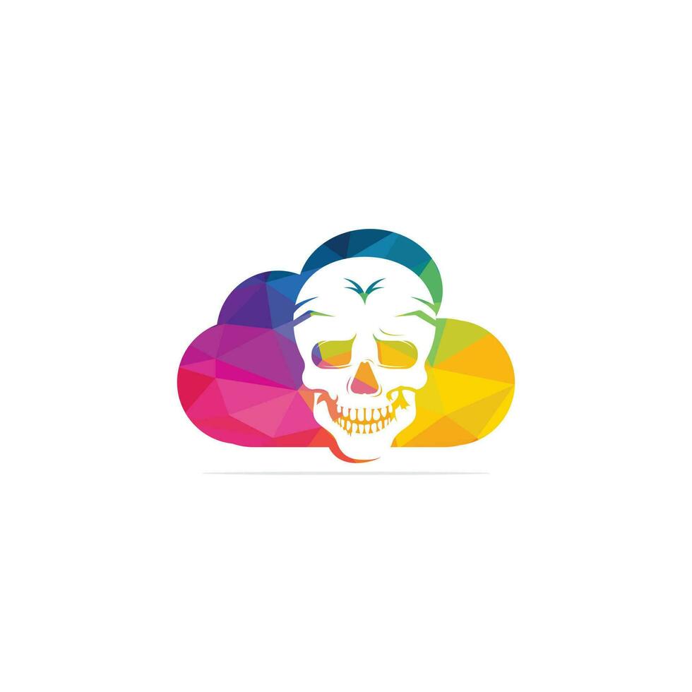 schedel met wolk logo ontwerp sjabloon. schedel in wijnoogst stijl. vector