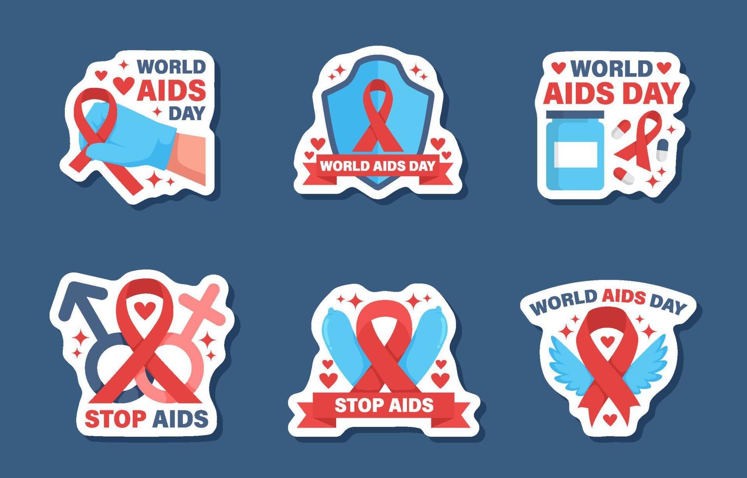 stickerset wereld aids dag vector