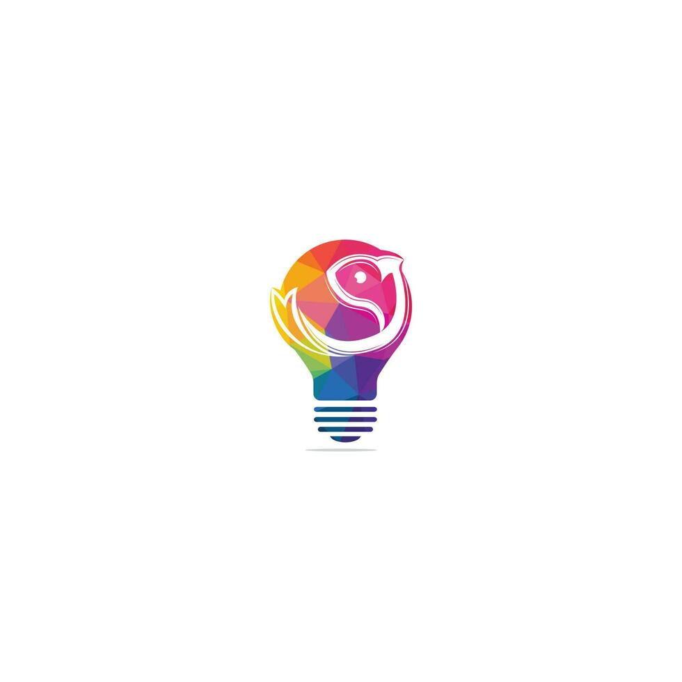 vis en lamp vector logo ontwerp. vis en lamp lamp icoon gemakkelijk teken. creatief visvangst bedrijf idee concept.