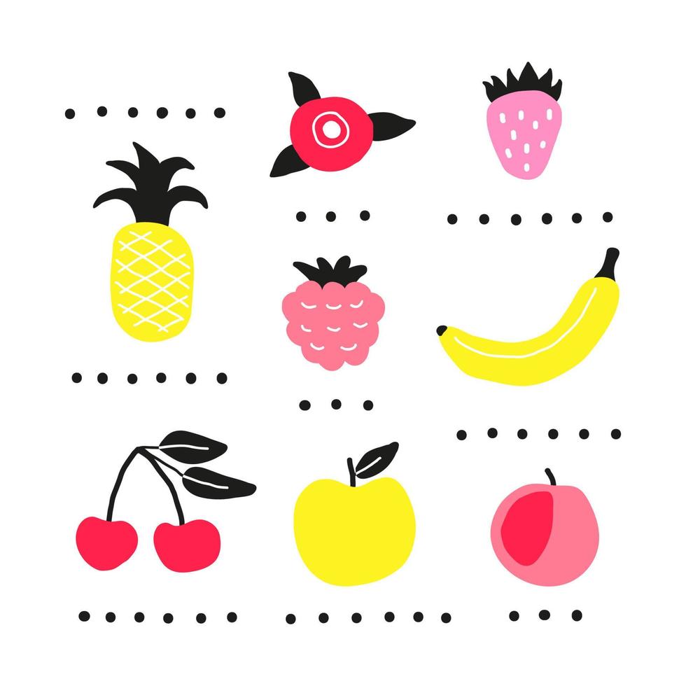 poster met tekening fruit en bessen. vector
