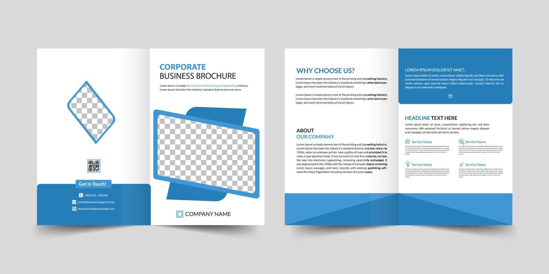 tweevoudig brochure ontwerp. zakelijke bedrijf tweevoudig brochure ontwerp sjabloon vector