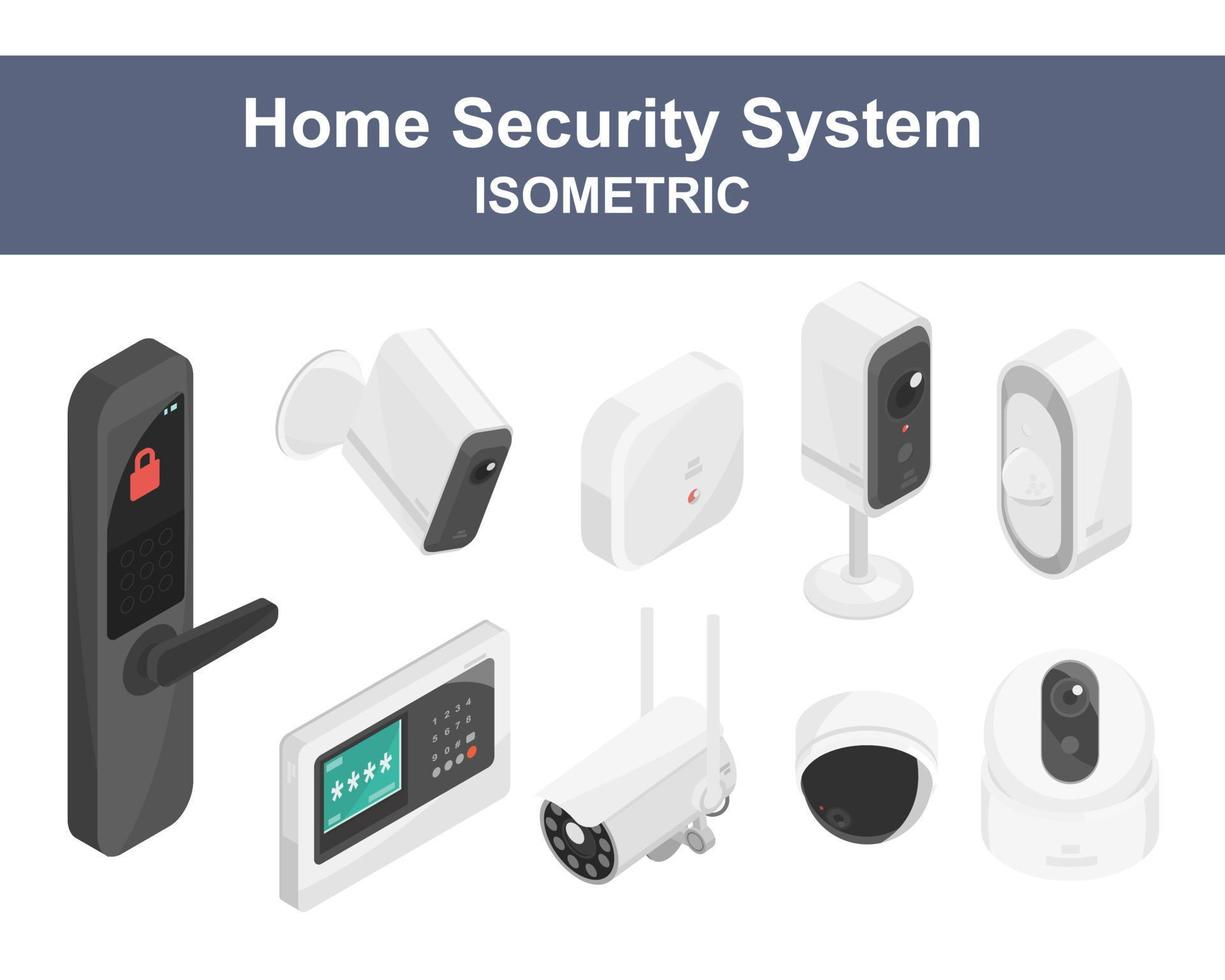veiligheid systeem voor slim huis uitrusting bestanddeel cctv camera draadloze Verbinden isometrische vector