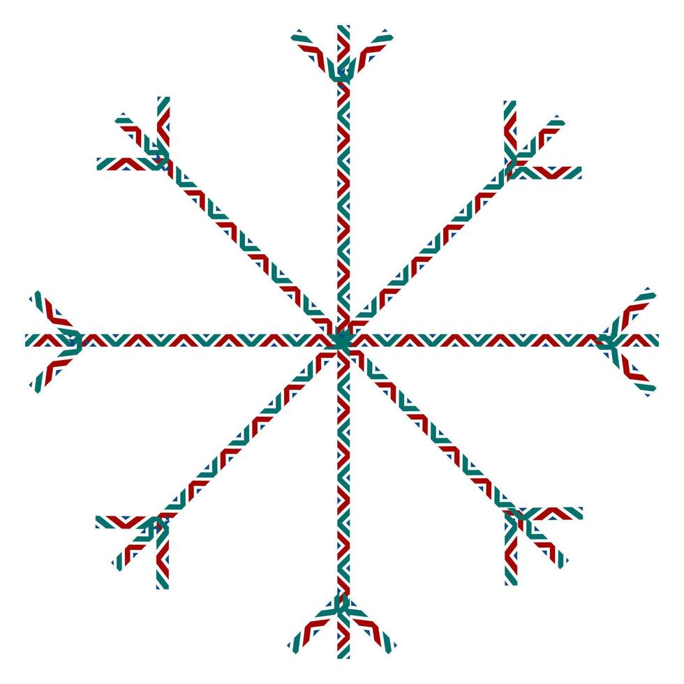 abstract sier- sneeuwvlok trek door gevormde lijnen in modieus Kerstmis rgb kleuren. icoon. isoleren vector