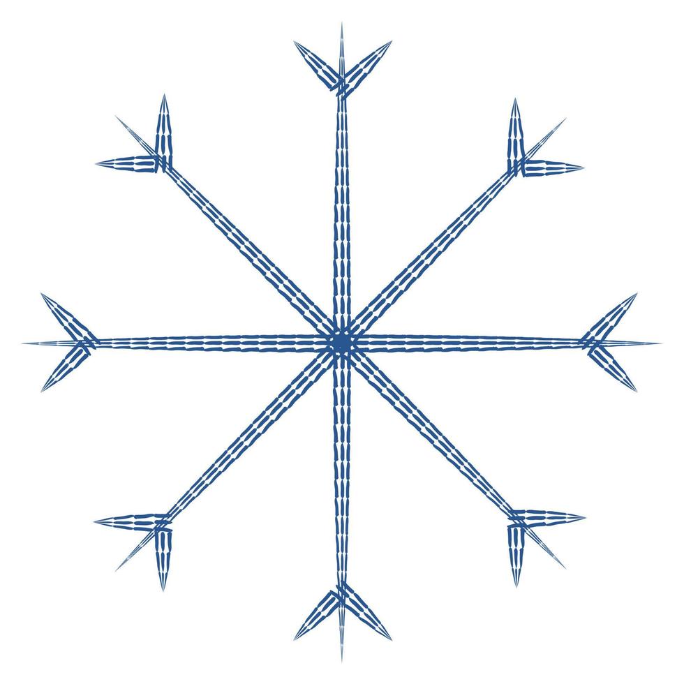 abstract sneeuwvlok stippel gevormde lijnen gevormde in modieus winters tinten blauw. icoon. isoleren vector