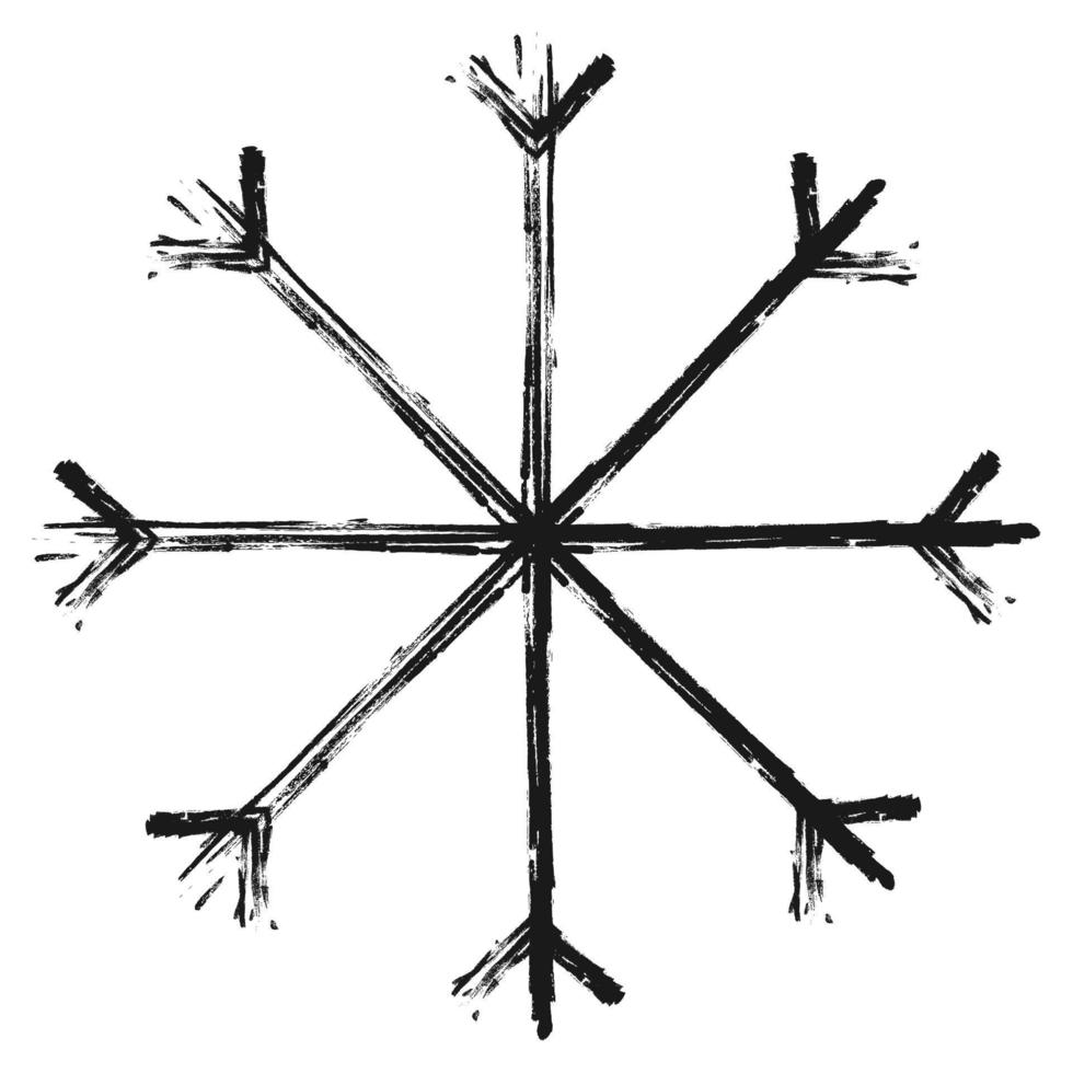 abstract silhouet beeld van sneeuwvlok met borstel beroertes in tekening stijl. hand- getrokken. icoon. isoleren vector