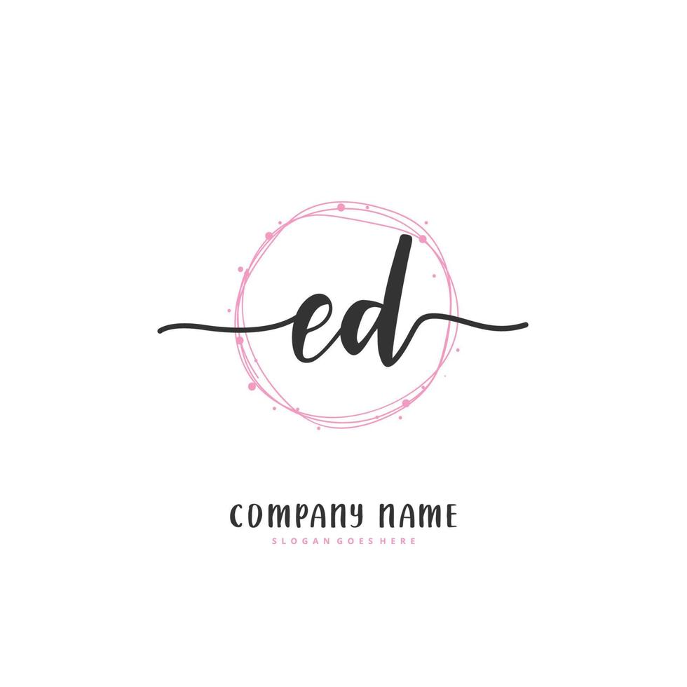 ed eerste handschrift en handtekening logo ontwerp met cirkel. mooi ontwerp handgeschreven logo voor mode, team, bruiloft, luxe logo. vector